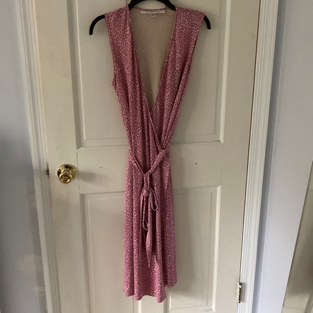 Diane Von Furstenberg Pink Printed Wrap Midi Dress